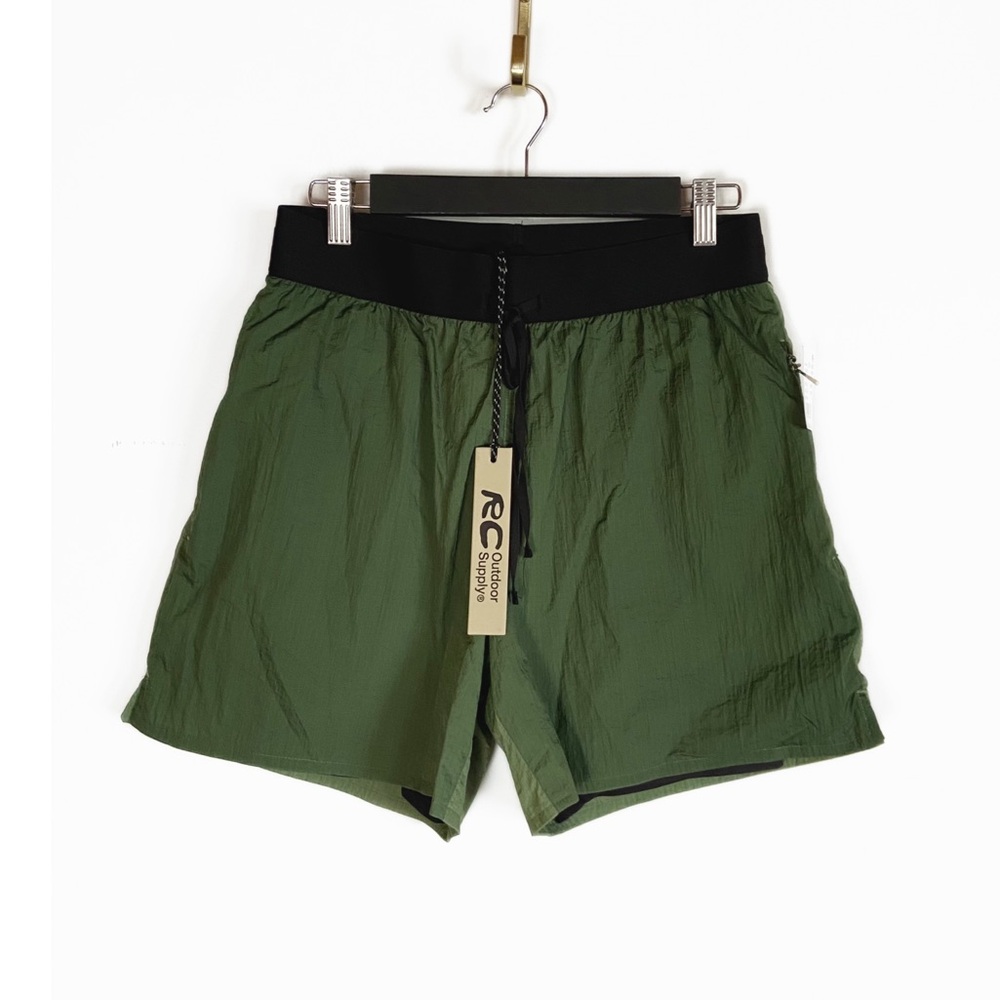 RC Outdoor Supply NWT Rip Stop Green Black Shorts 5” inseam Style 0387 Size S